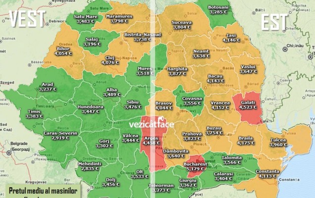 Harta pret mediu judete