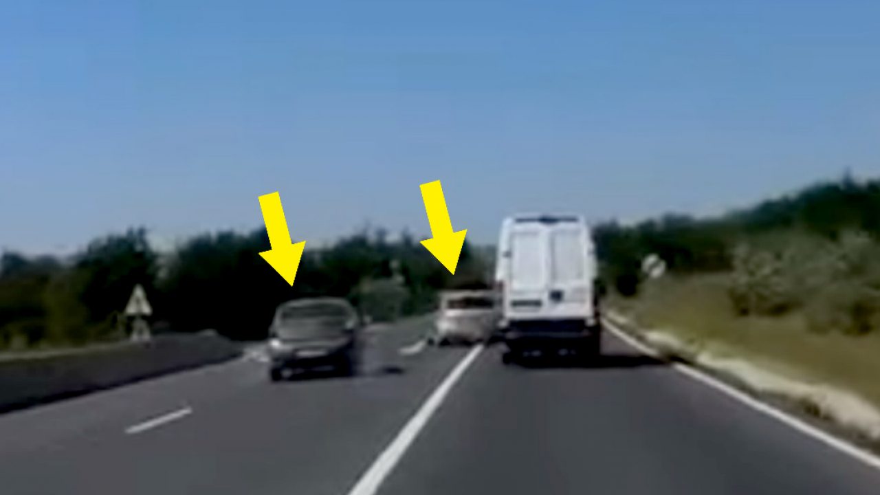 Video Un È™ofer DepÄƒÈ™eÈ™te Pe Linie ContinuÄƒ Cel Din FaÈ›Äƒ VireazÄƒ Stanga