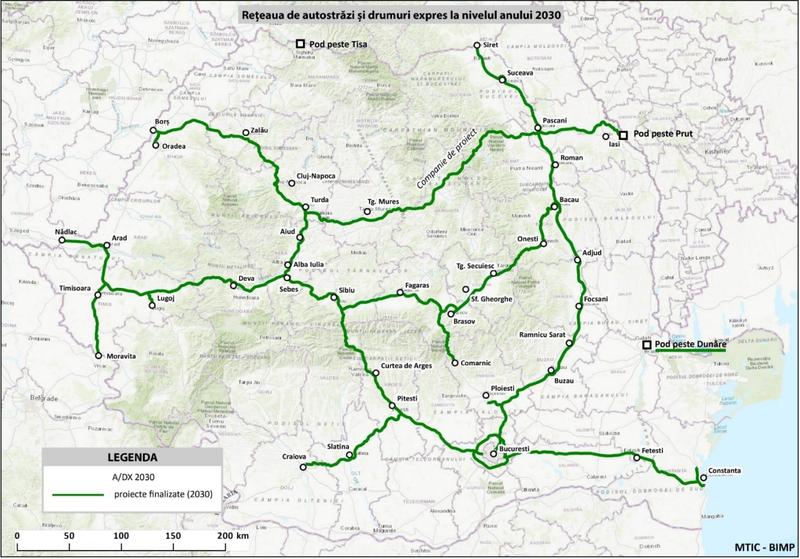 harta autostrazi romania 2030